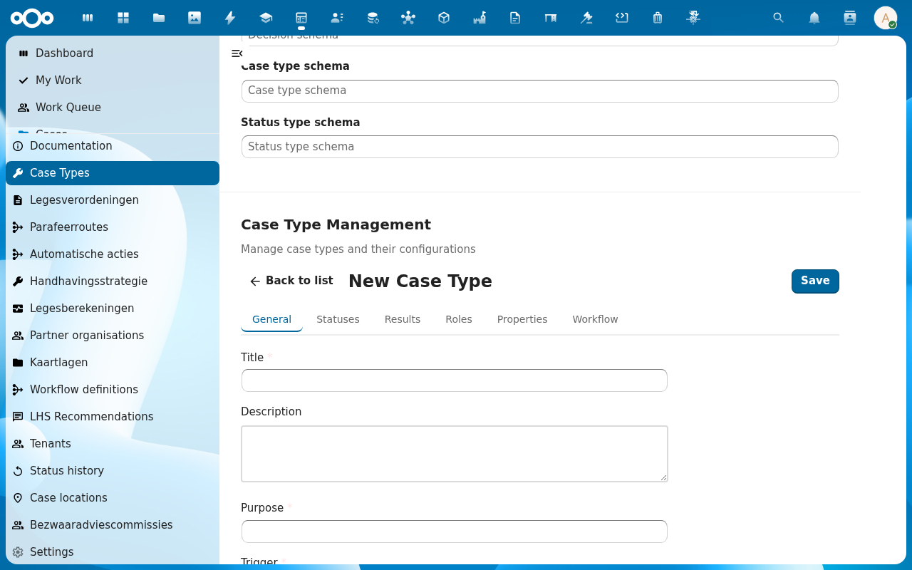 New case type dialog
